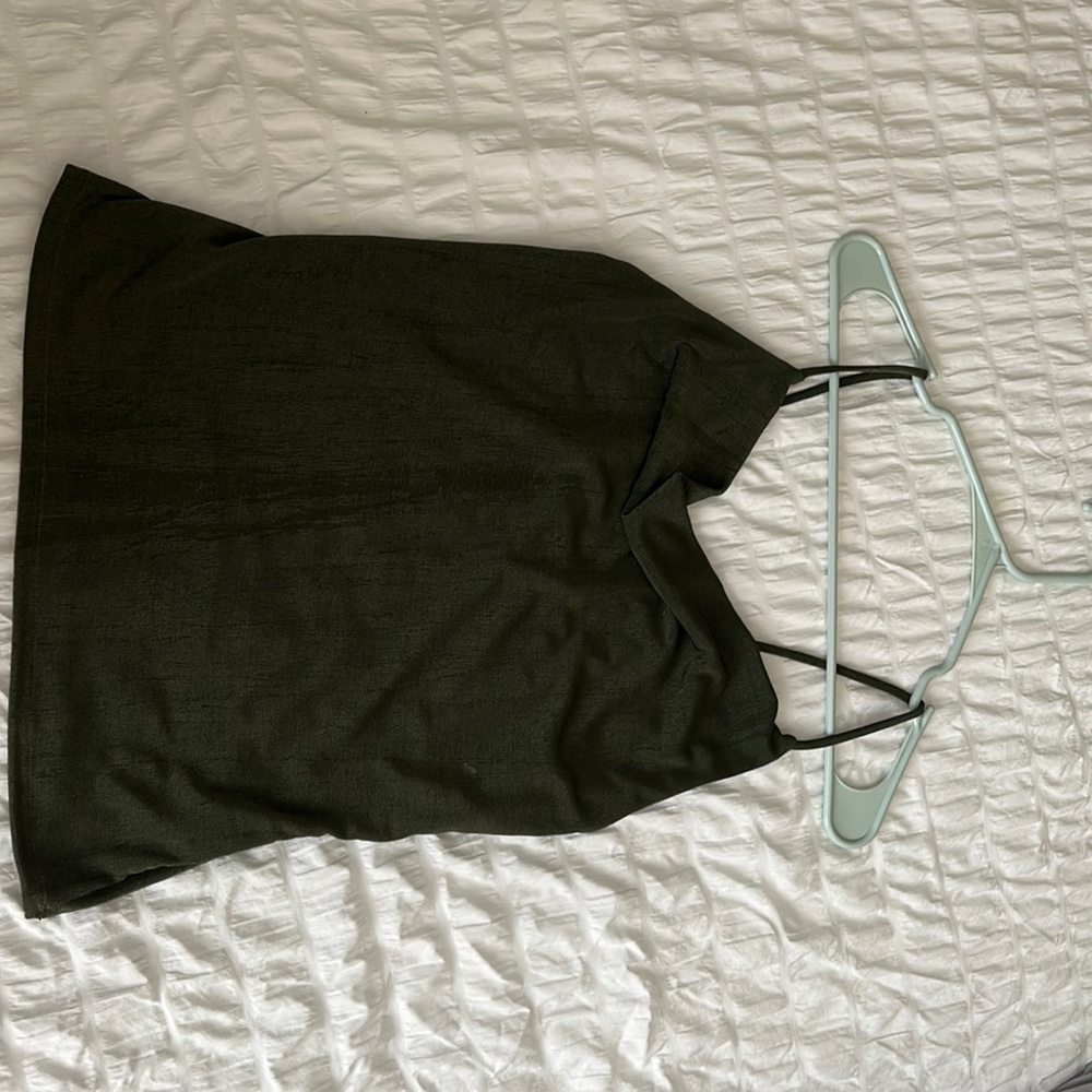 Dark green cowl neck spaghetti strap